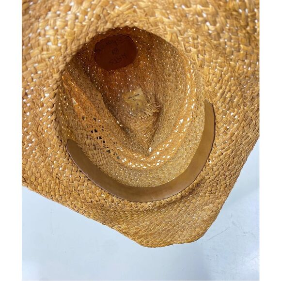 Hats by Shorer Straw Cowboy Western Hat Made in Italy Tan 7 1/8 Feather ER2316 - Picture 9 of 10